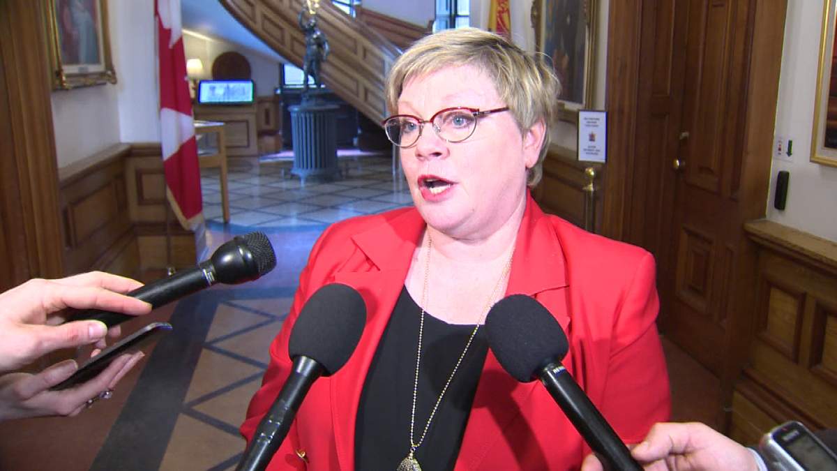 Francine Landry speaks to media