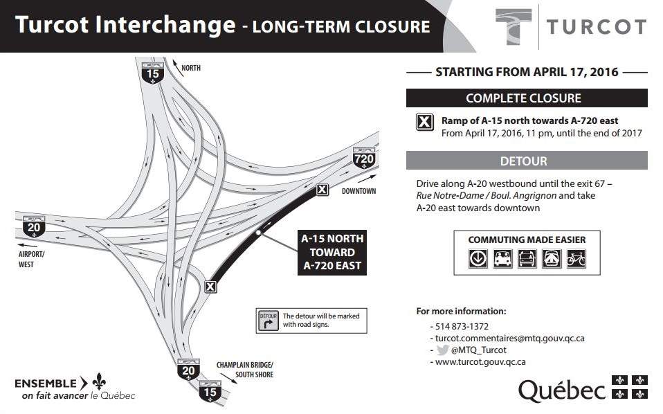 The A-15 north ramp towards A-720 will be closed from April 17, 2016 to the end of 2017.