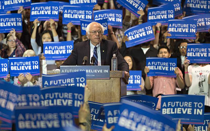 Bernie Sanders campaigning in Lexington, Kentucky on May 5, 2015.