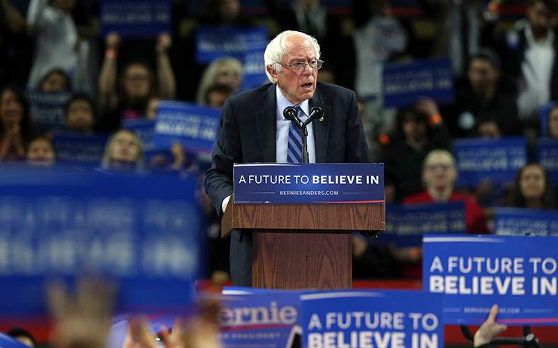 Democratic presidential candidate, Sen. Bernie Sanders, I-Vt., speaks at a campaign rally in Piscataway, N.J. 