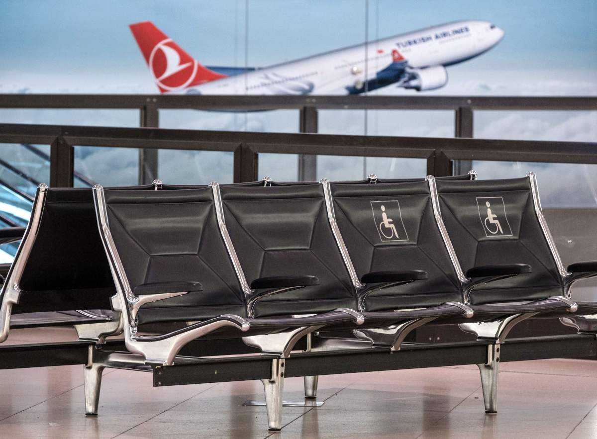 Empty seats at Hannover Airport near where an unexploded World War II bomb is suspected to be buried, in Langenhagen, Germany, 29 May 2016. As a result of bomb disposal operations being carried out on 29 May at a construction site near Terminal A of Hannover Airport, 54 flights, including 28 departures and 26 arrivals, are being diverted to other airports, according to media reports. 