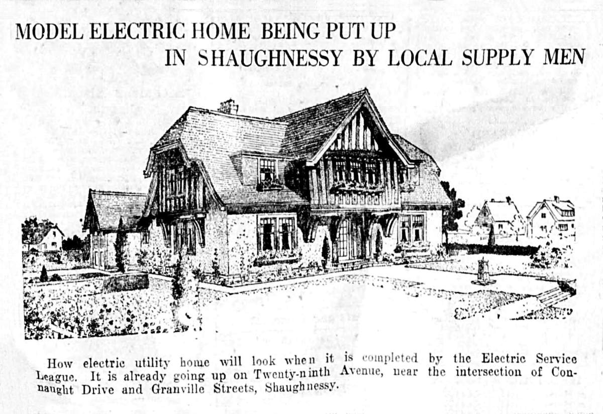 1922 drawings of 1550 West 29th Avenue, "The Electric House"