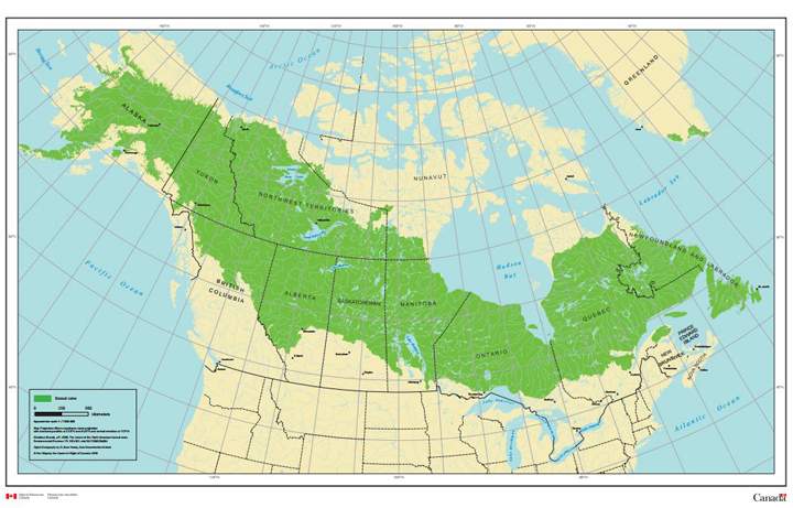 A map of Canada’s boreal zone.