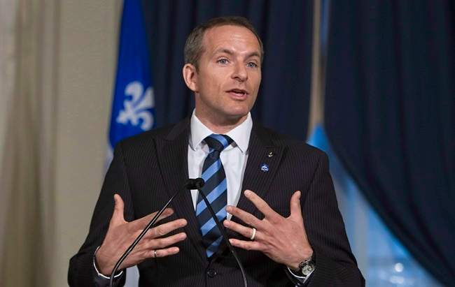 Astronaut David Saint-Jacques speaks after he received the honourary medal of the National Assembly.