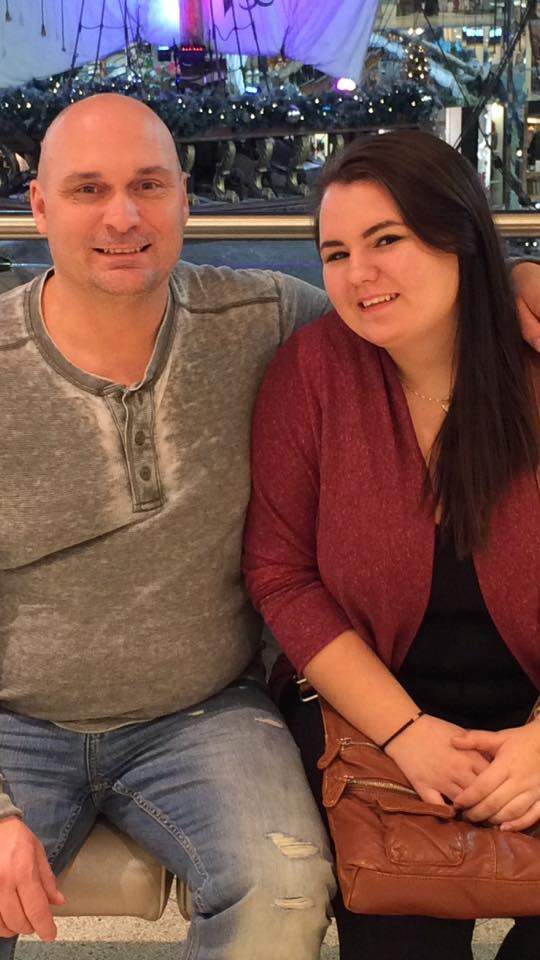 Emily Ryan is pictured here with her father, Cranley Ryan, the deputy fire chief for Saprae Creek in Wood Buffalo.