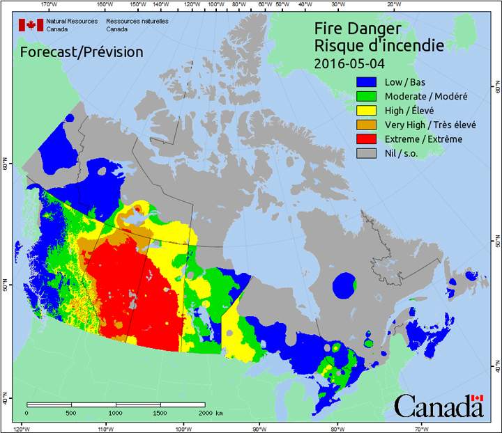 Fire danger map