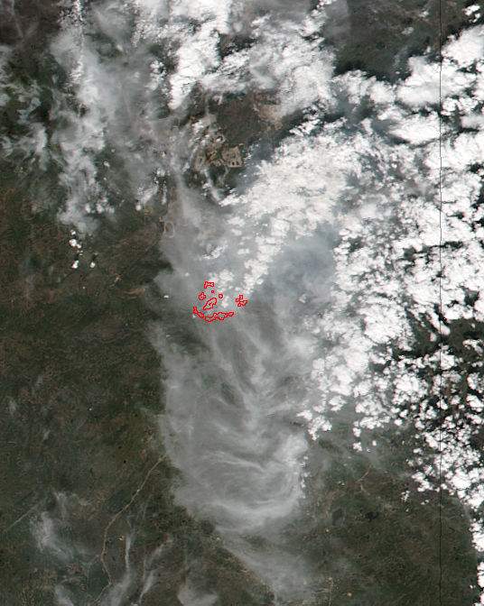 This daytime view of the Fort McMurray wildfire captured by the VIIRS instrument aboard NASA-NOAA’s Suomi NPP satellite on May 4, 2016 at 4:05 p.m. EDT.