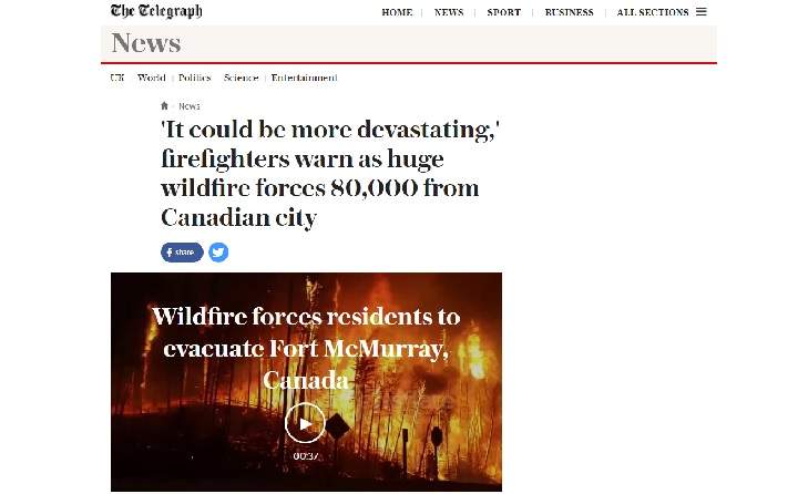 The Telegraph's coverage of the Fort McMurray wildfires.