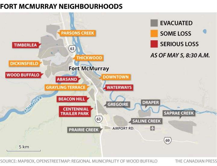 Fort McMurray wildfire: Fire grows to 85,000 hectares, thousands in camps airlifted to safety - image