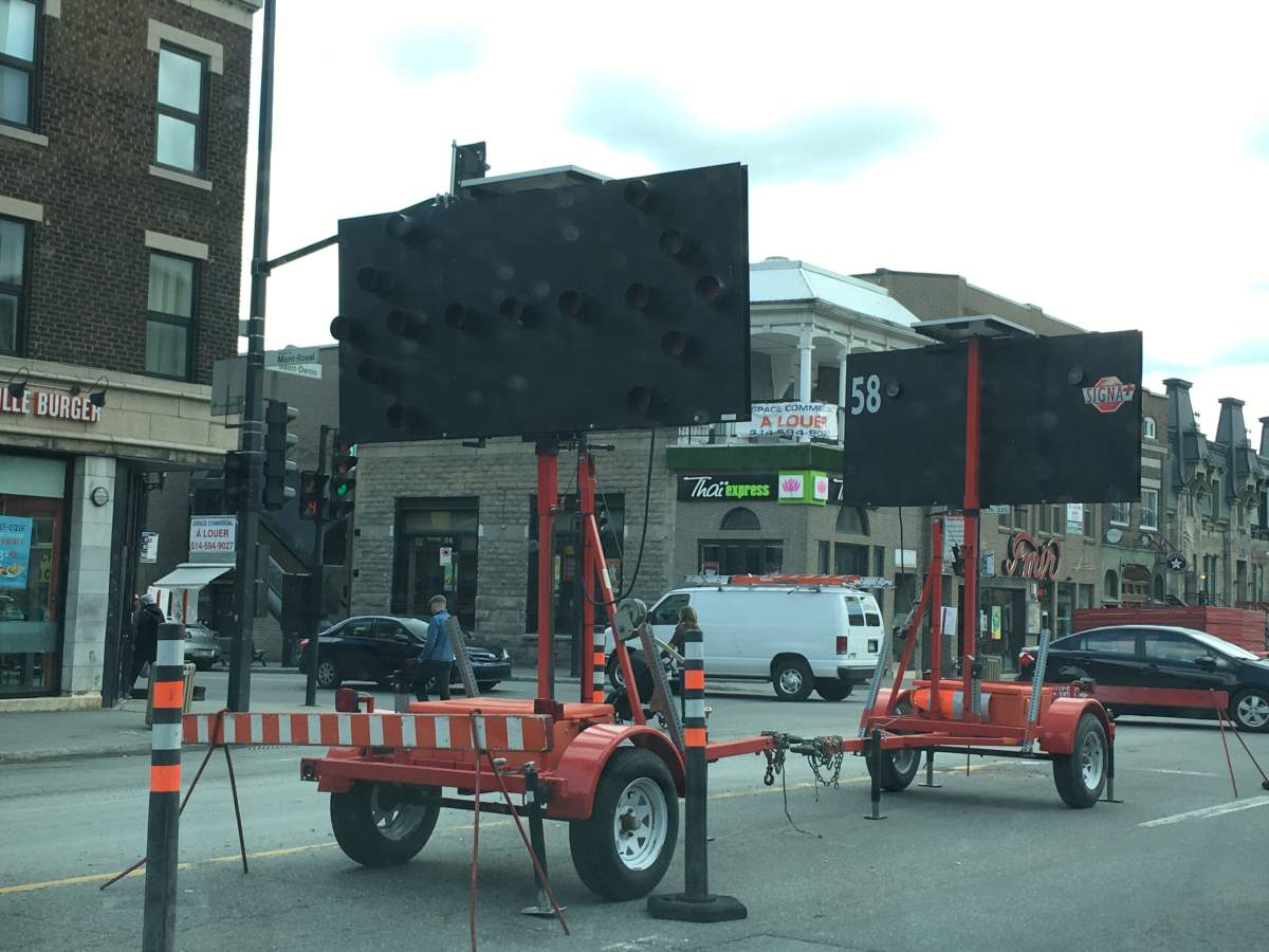 Saint-Denis Street was closed after a gas leak, Monday, May 9, 2016.