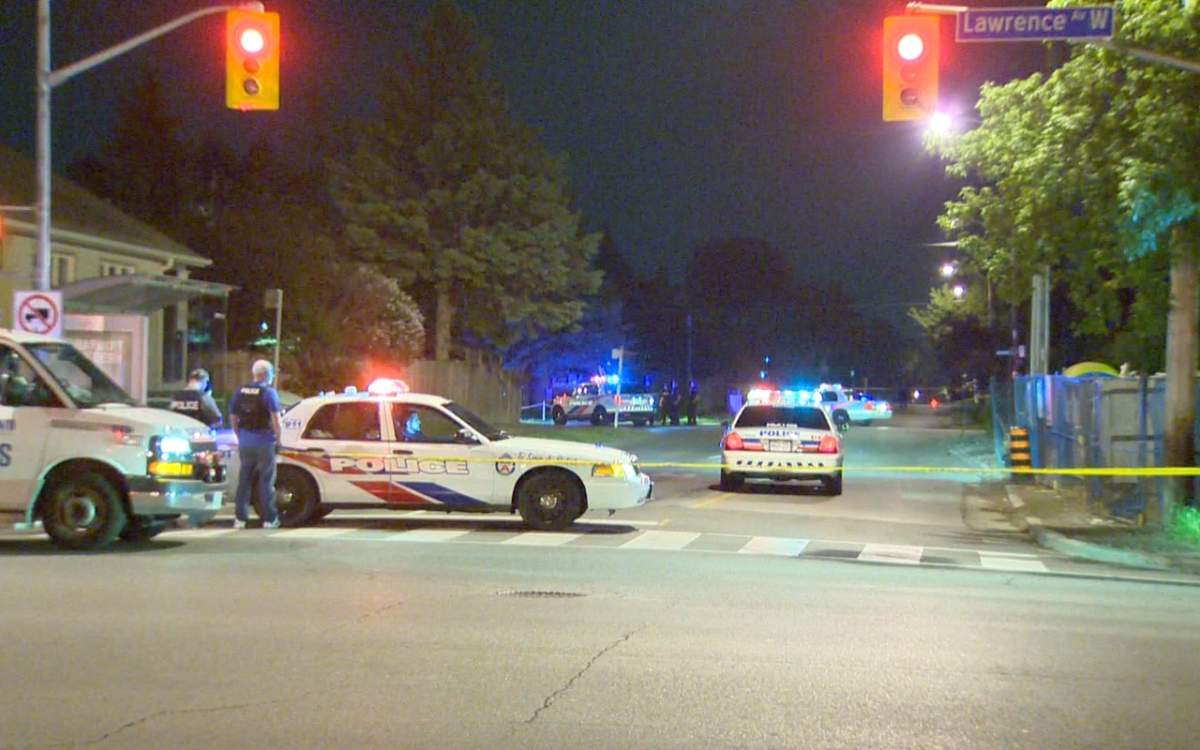 Police investigate a shooting in north Toronto on May 27, 2016.