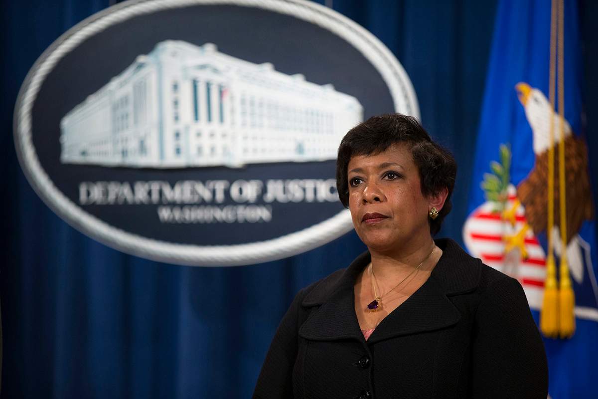 Attorney General Loretta Lynch pauses during a news conference at the Justice Department in Washington, Monday, May 9, 2016. 