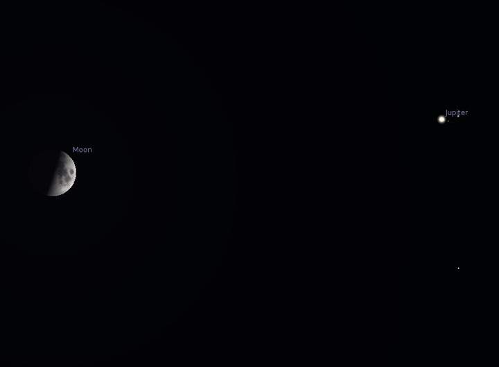 The moon and Jupiter, seen here using an astronomy app. This is how close they will appear in the night sky on June 11.