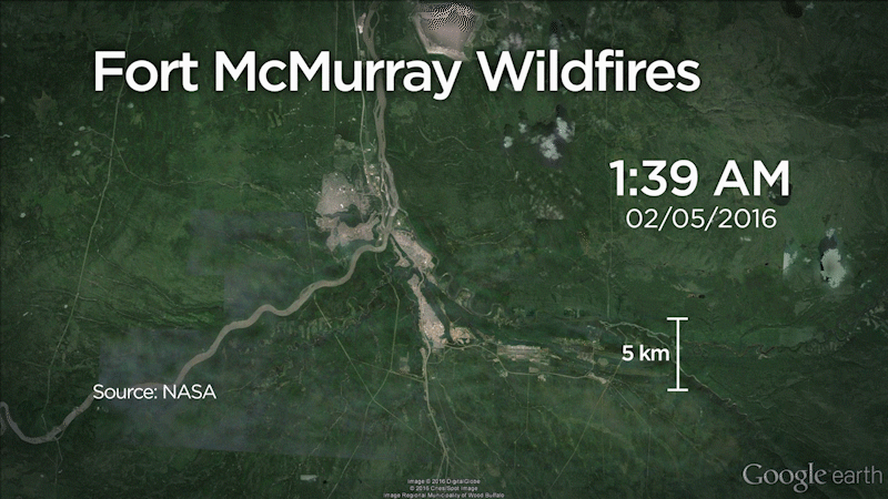 Fort McMurray wildfire: First clear satellite images show deserted streets, burned homes - image
