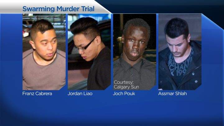A photo of the four people accused in the  2013 murder of Lukas Strasser-Hird.