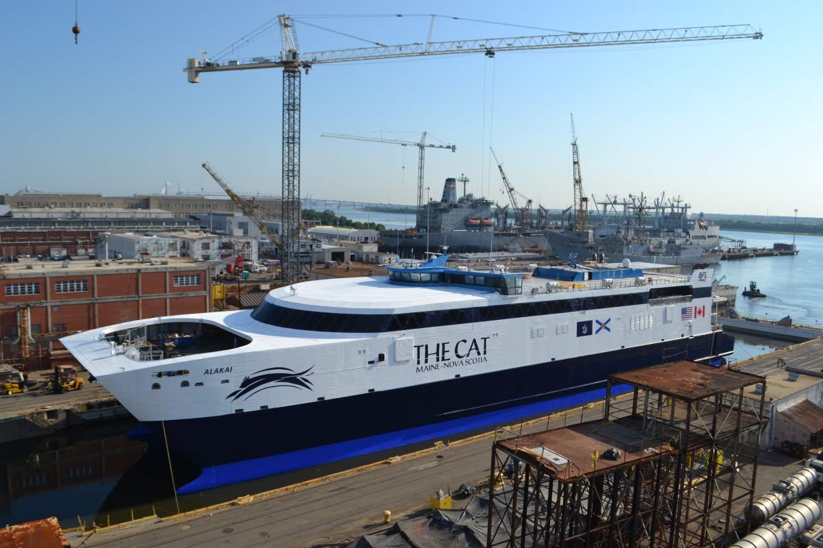 The CAT sits in a dockyard in Detyens Shipyard in Charleston, South Carolina. 