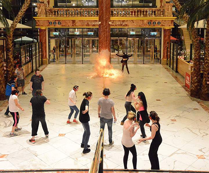 Emergency teams take part in a simulated terror attack at the Trafford Centre on May 10, 2016 in Manchester, England.