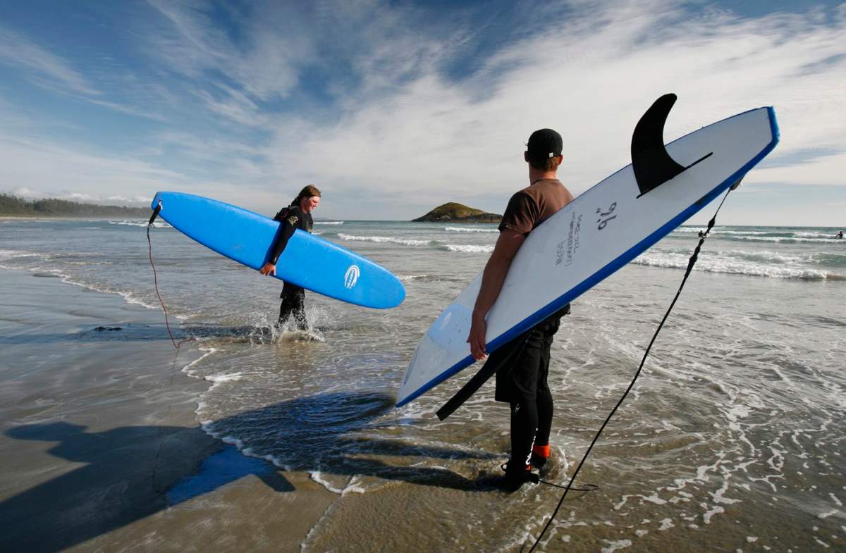 Surfers at Long Beach. 