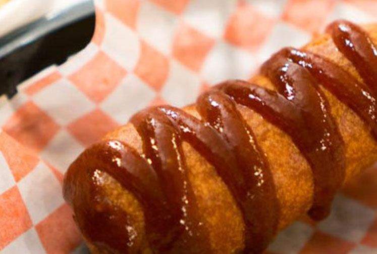 Bacon beer battered corn dog