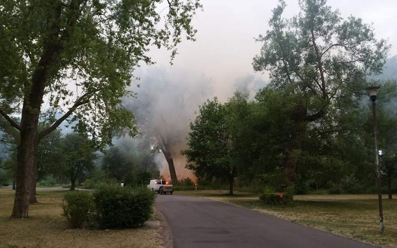 A large brush fire on Hanlan's Point on the Toronto Islands on June 26, 2016.