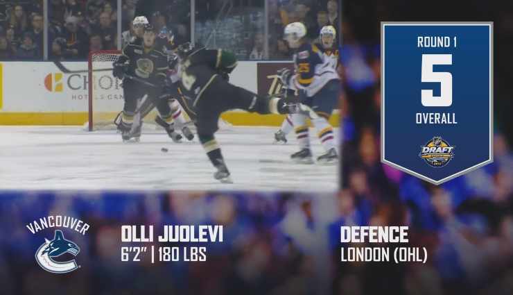 Canucks select defenceman Olli Juolevi with fifth overall pick at NHL draft - image