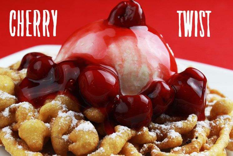 Cherry twist funnel cake.