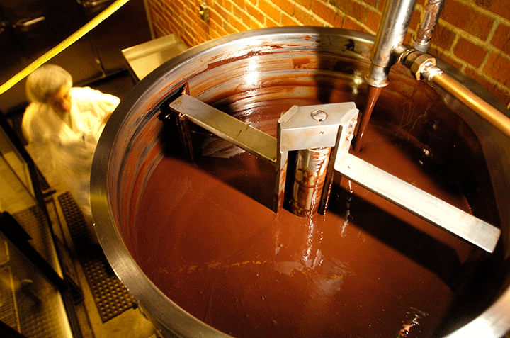 The trick to getting low-fat chocolate lies in its manufacturing process.