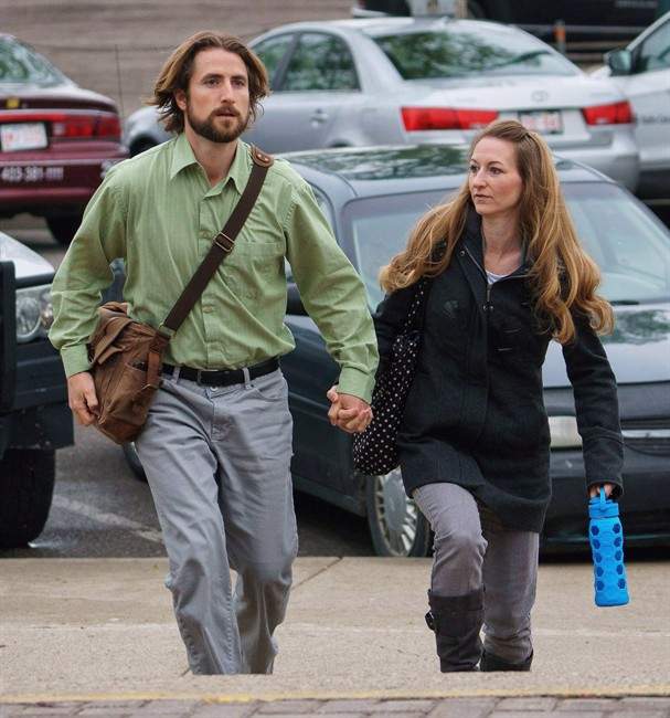 David Stephan and his wife Collet Stephan leave the courthouse on Tuesday, April 26, 2016 in Lethbridge, Alberta.