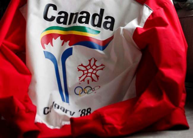 A uniform from the 1988 Olympic torch run is seen in Calgary on Thursday, Oct. 8, 2009. 
