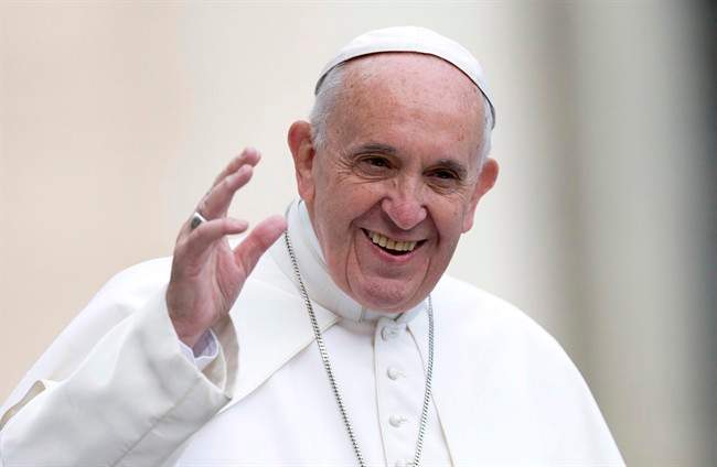 Pope Francis arrives for his weekly general audience in St. Peter's Square at the Vatican, Wednesday, June 1, 2016. Montreal Mayor Denis Coderre says efforts to bring Pope Francis to the city for its 375th anniversary next year are going well.