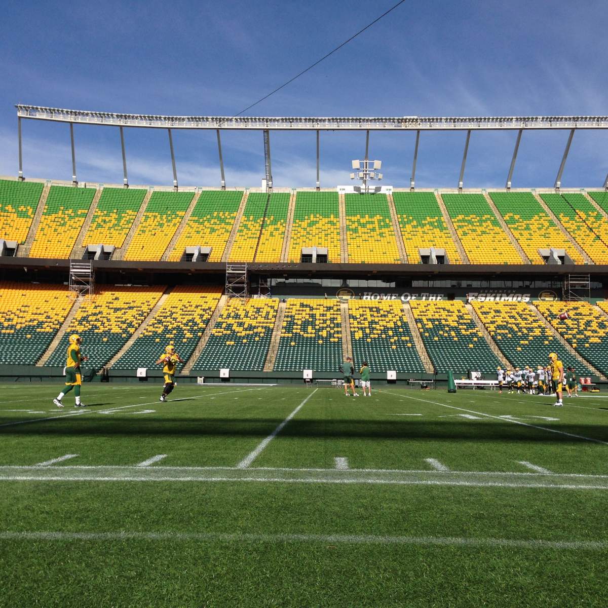 The Edmonton Eskimos practice at Commonwealth Stadium in preparation for their final pre-season game, Tuesday, June 14, 2016. 