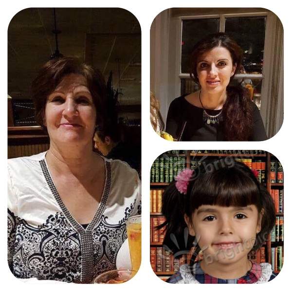 Five-year-old Isabela Kuci (bottom right), is seen with her mother Valbona Vokshi, 35, (top right) and her grandmother Xhemile Vokshi, 55 (left).