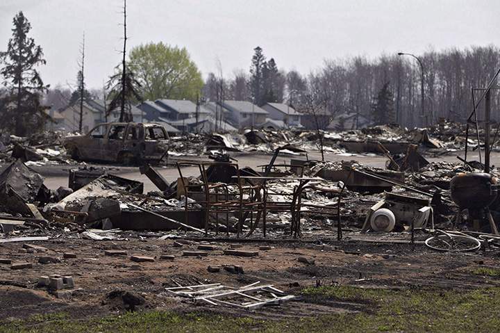 The devastated neighbourhood of Beacon Hill is shown in Fort McMurray, Alta., on Friday, May 13, 2016.