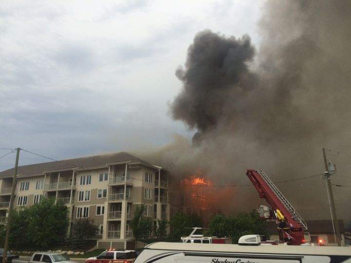 Crews were called to a fire in downtown Fort McMurray on Monday, June 6, 2016. (CREDIT: James Mark Macdonald)
