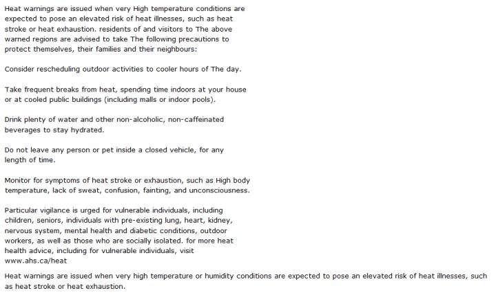 Heat Advisory for central and southern Alberta - image