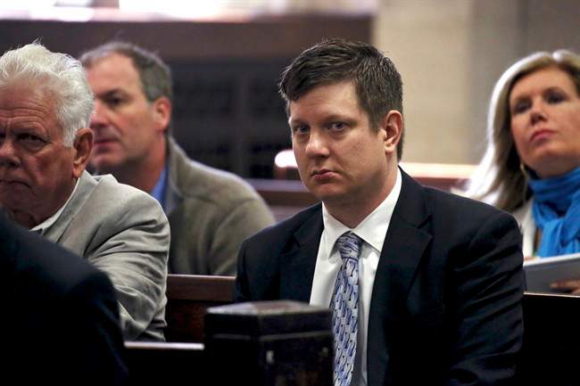 In this May 5, 2016, file photo, Chicago police officer Jason Van Dyke, charged with first-degree murder in the October 2014 shooting death of a black teenager, sits in court for a hearing in his case in Chicago.