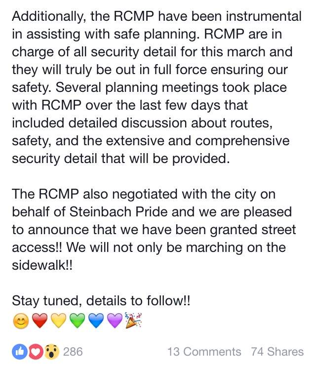 Steinbach Pride Parade granted street access for march - image