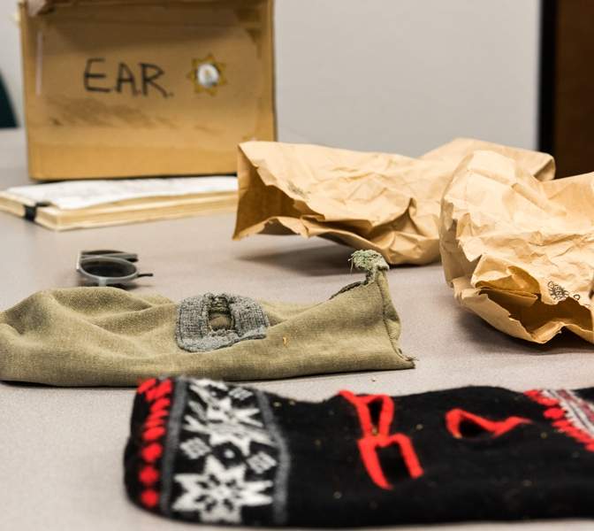 The killer often wore ski masks like the ones shown here in evidence at the Sacramento County Sheriff’s Department (FBI handout).