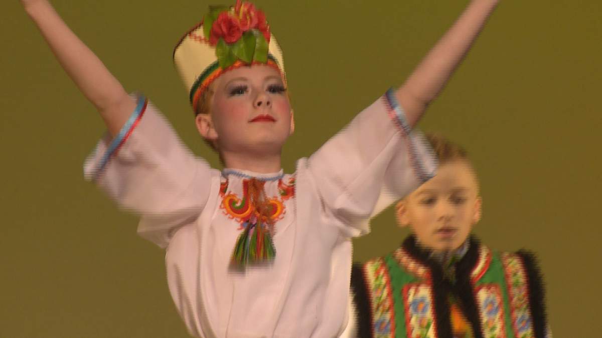 Ukrainian dancer performs at Poltava Ukraine, one of 17 pavilions on display across the city during Mosaic 2019.