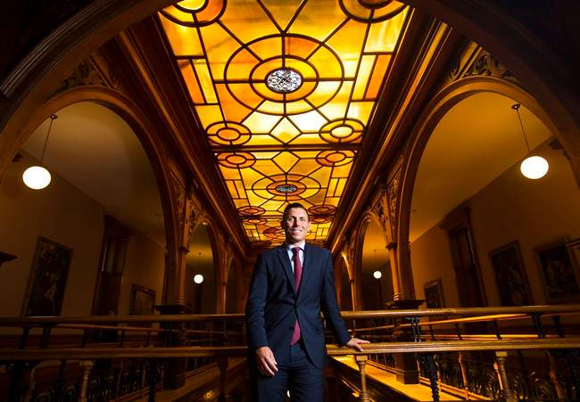 Ontario Conservative Leader Patrick Brown poses at Queen's Park. Brown unveiled his party's 'People's Guarantee' over the weekend at a PC policy convention.
