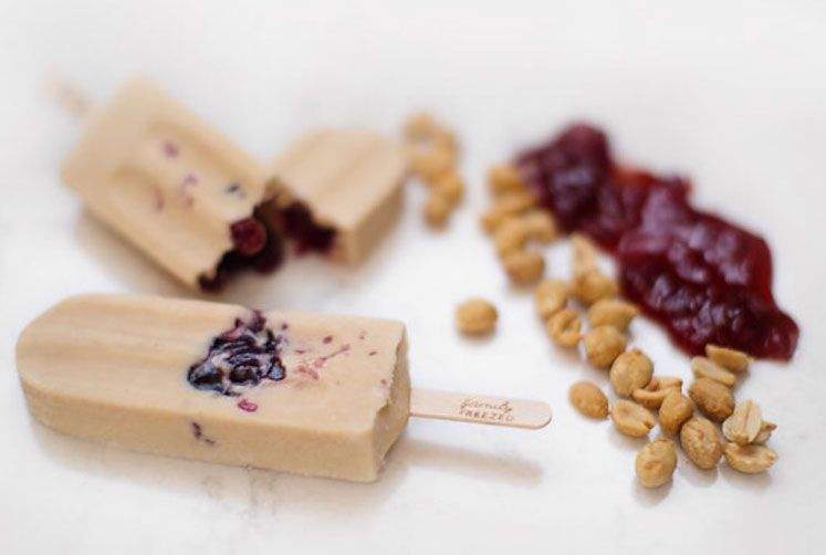 Peanut butter and jelly ice pop