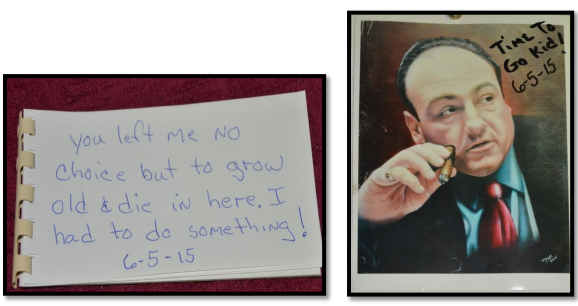 Notes left by Matt in his cell at the time of the escape.