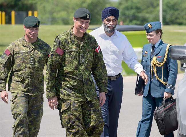 Defence Minister Harjit Sajjan attends an announcement of investments in infrastructure for the 5th Canadian Division Support Base at CFB Gagetown in Oromocto, N.B. on Monday, June 27, 2016.