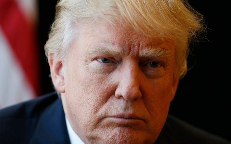 Republican Presidential candidate Donald Trump listens to a question during an interview after a rally in Virginia Beach, Va., Monday, July 11, 2016. 