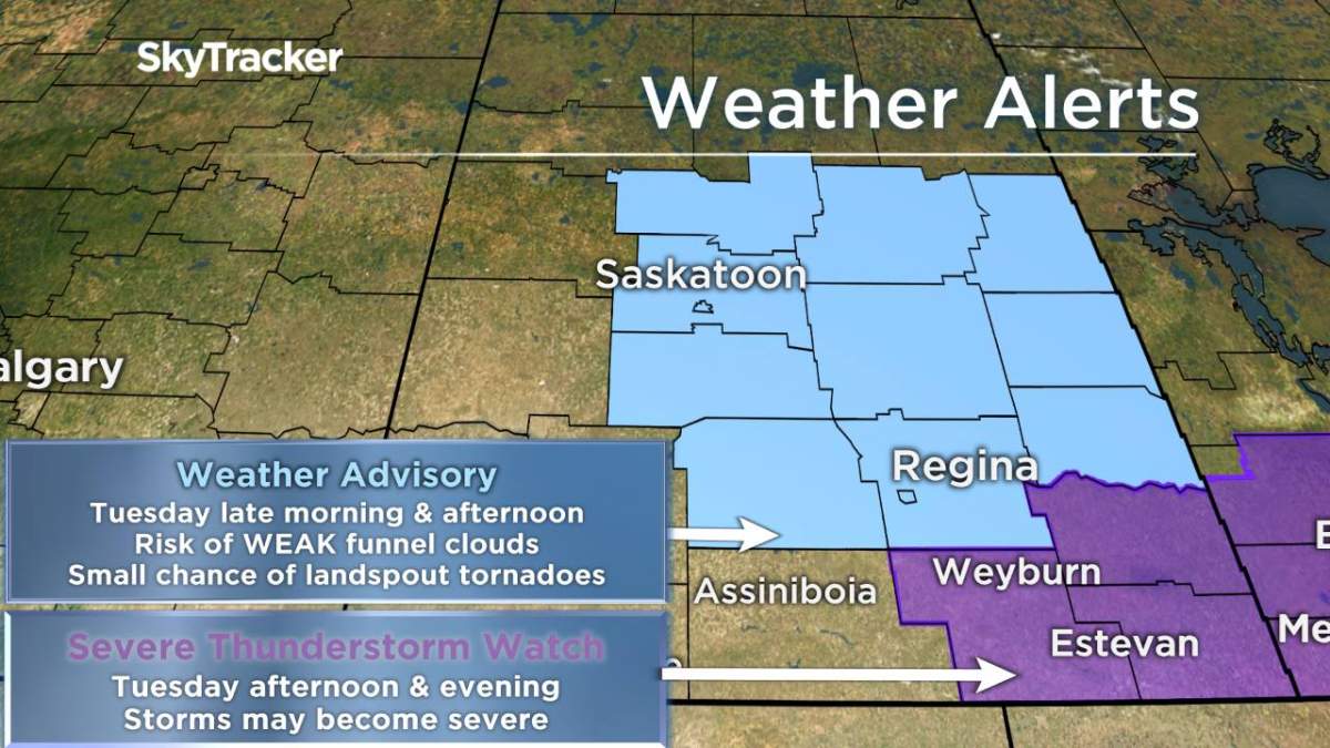 Funnel clouds spotted around Saskatchewan Tuesday - image