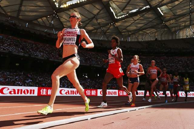 Winnipeg’s Nicole Sifuentes competes in the Women’s 5000 metres heats during day six of the 15th IAAF World Athletics Championships Beijing 2015 at Beijing National Stadium on August 27, 2015 in Beijing, China.