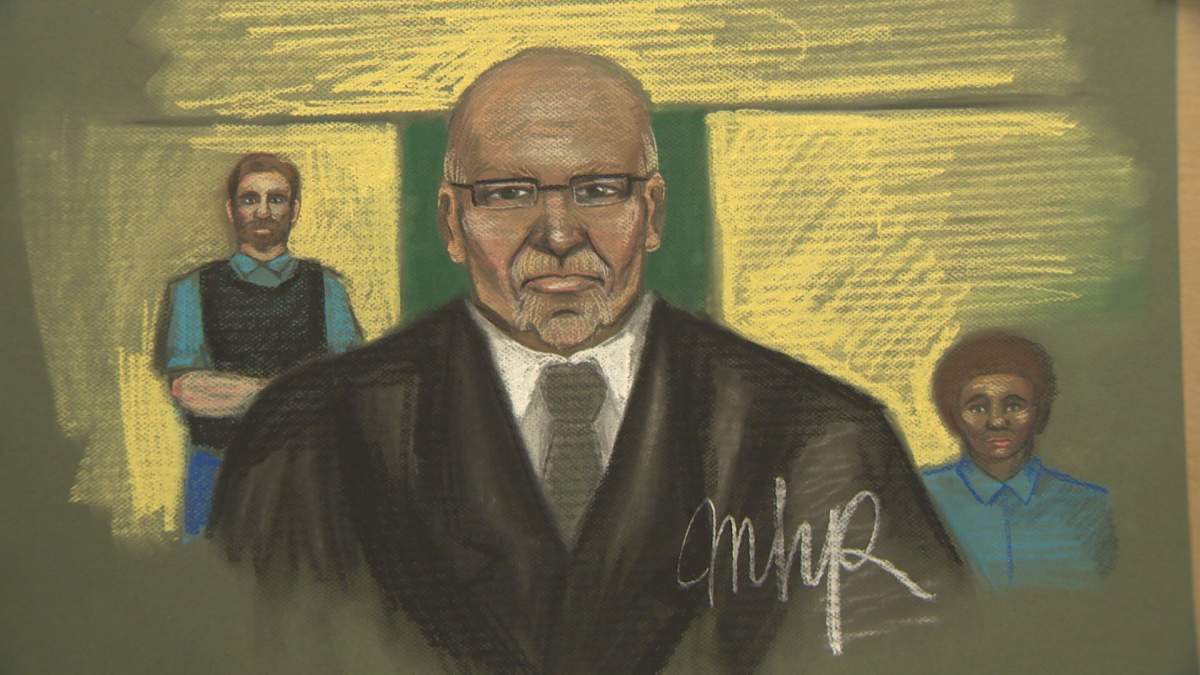 A sketch of Richard Henry Bain during his first-degree murder trial, Wednesday, July 20, 2016.