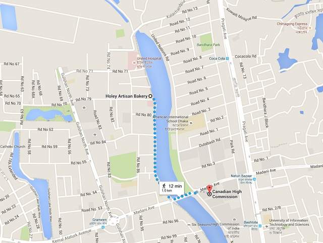Attackers took hostages at the Holey Artisan Bakery, as short from the Canadian High Commission in Dhaka, Bangladesh.