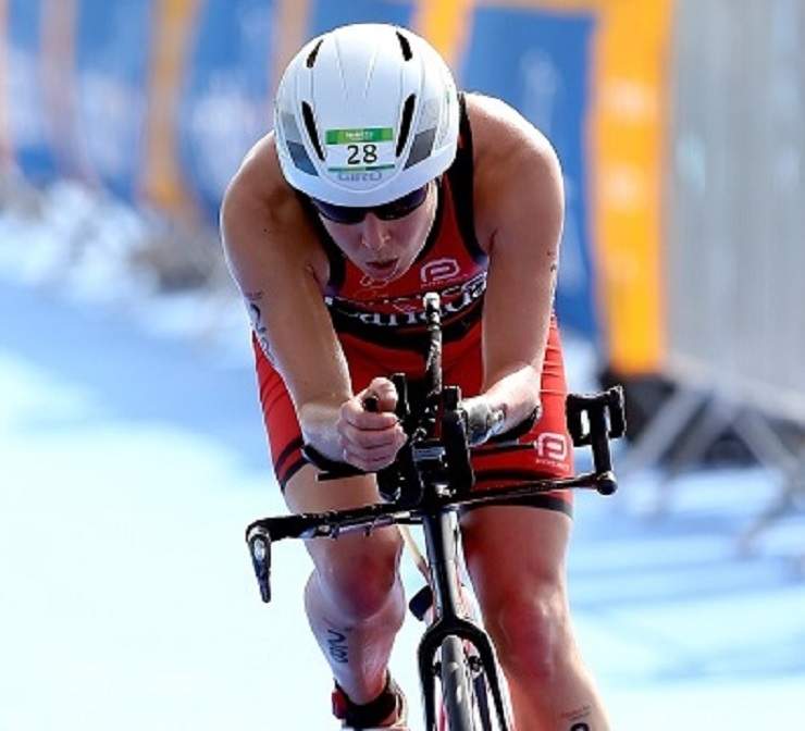 Chantal Givens competes in the cycling portion of the women’s PT4 class during the Aquece Rio Paratriathlon at Copacabana beach on August 1, 2015 in Rio de Janeiro, Brazil.