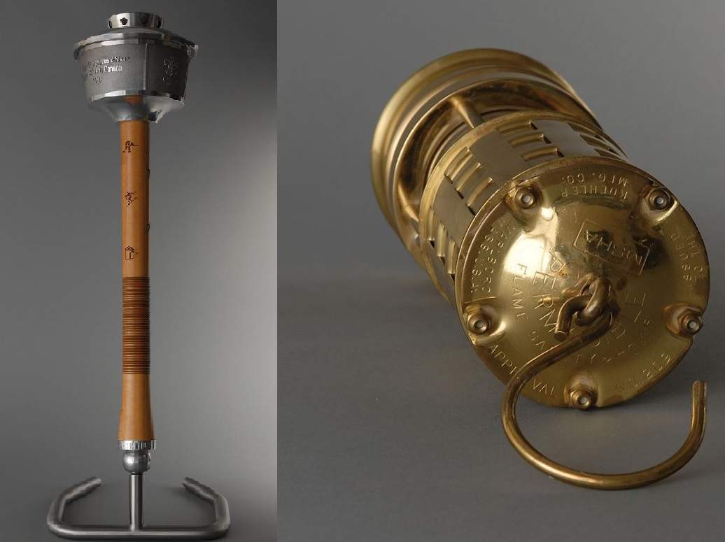 An unused, official 1988 Calgary Winter Olympics torch and a rare miner’s lamp.
